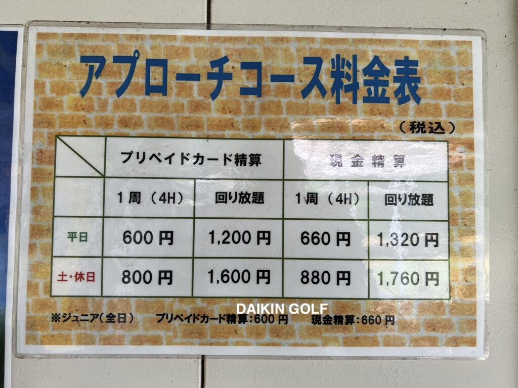 東洋ゴルフクラブのショートコース料金