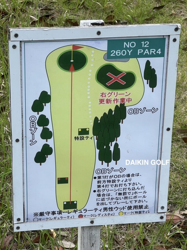 ダイナミックゴルフ成田のショートコースNO 12案内