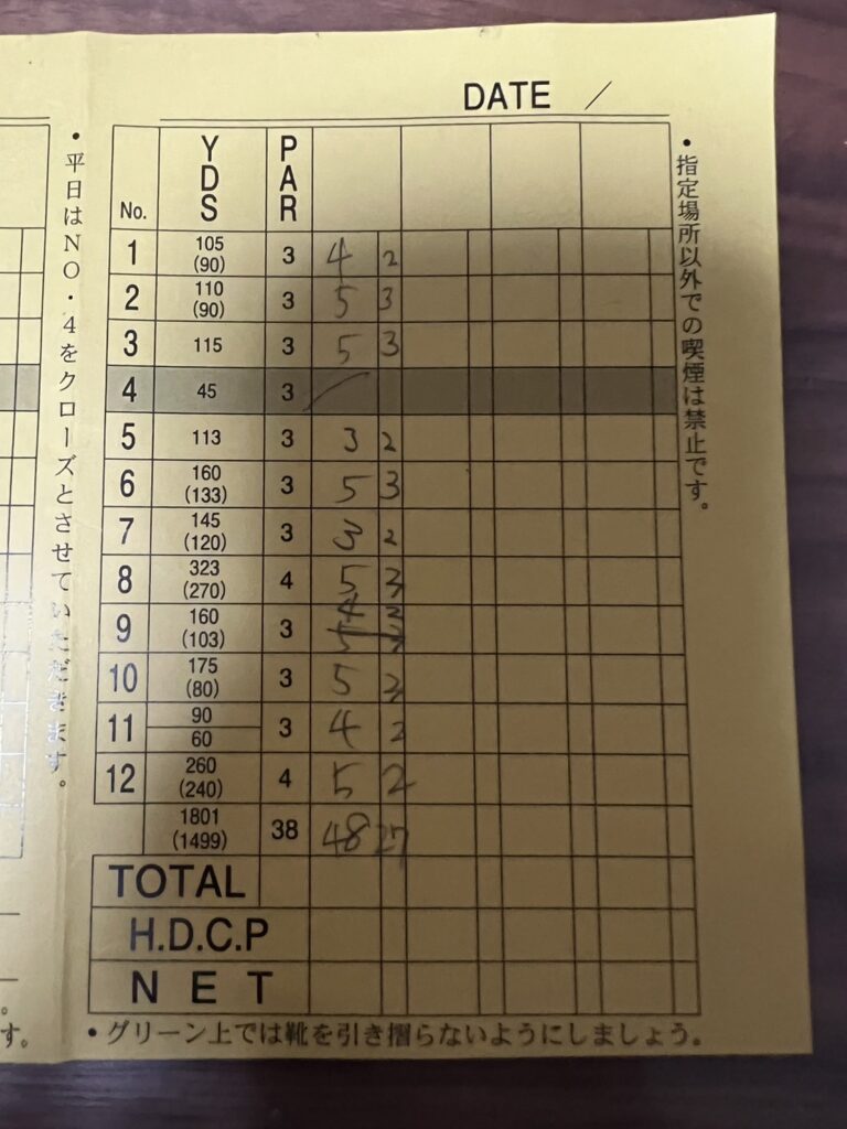 ダイナミックゴルフ成田のショートコースのスコア