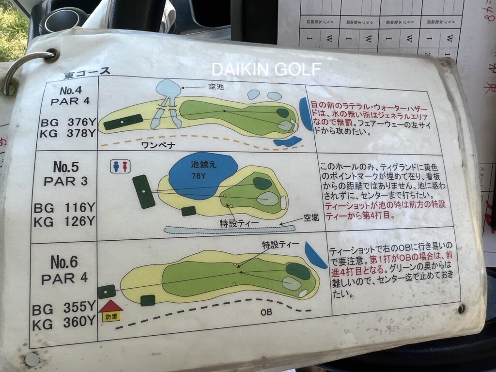 吉見ゴルフ場　東コースコースレイアウトNO.4-6
